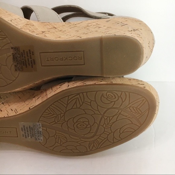 Rockport Women's Briah Taupe Leather‎ Gladiator Wedge Sandals Shoes 10 - Picture 12 of 14